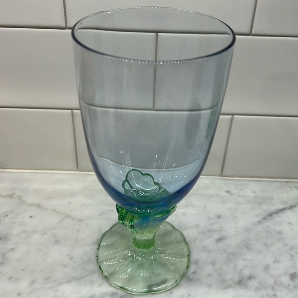 Bormioli Rocco Bahia Iced Tea Glass 7 3/8” Footed Blue Green Goblet - Picture 1 of 5